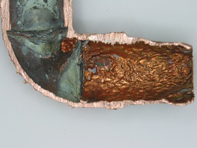 erosion corrosion in pipe section